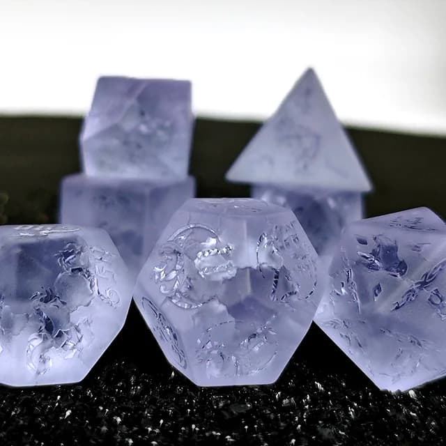 High Quality 7pcs/set Natural Jade Dice Set Multi-Color Options Polyhedral For Dungeons Dragons Games Lightning Glass Design