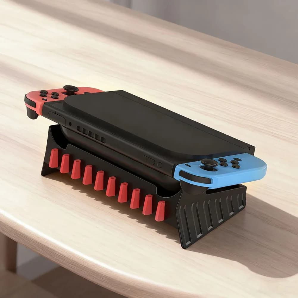 Supporto per console Switch 2 salvaspazio, espositore da tavolo per cartucce di gioco, organizer per accessori di gioco
