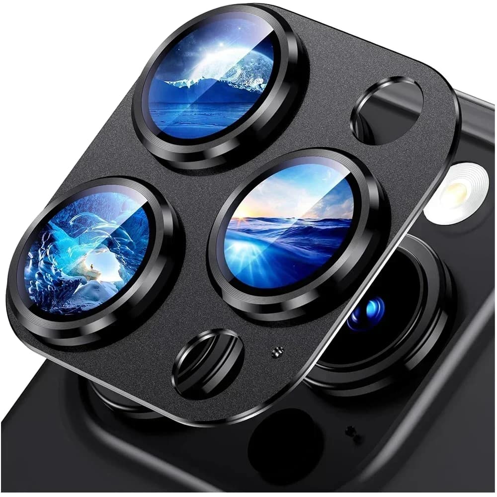 Proteggi schermo per obiettivo fotocamera in vetro metallo nero titanio, copertura protettiva per IPhone 15 Pro Max, 14 Plus, 13, 15 Pro, 14Pro