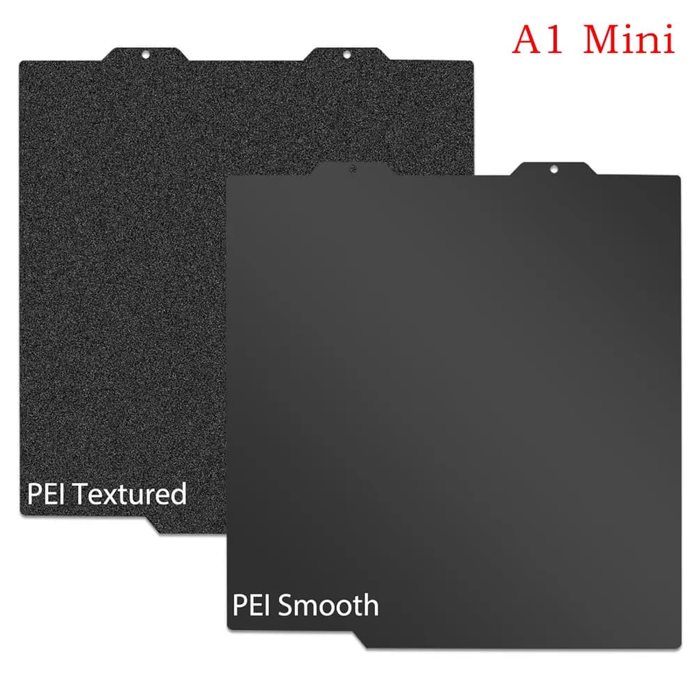 Foglio PEI Nero Liscio Testurizzato A1 Mini 184x184mm, Piastra di Costruzione in Acciaio a Molla PEI Bifacciale per Hot Bed Bambu Lab A1 Mini Combo