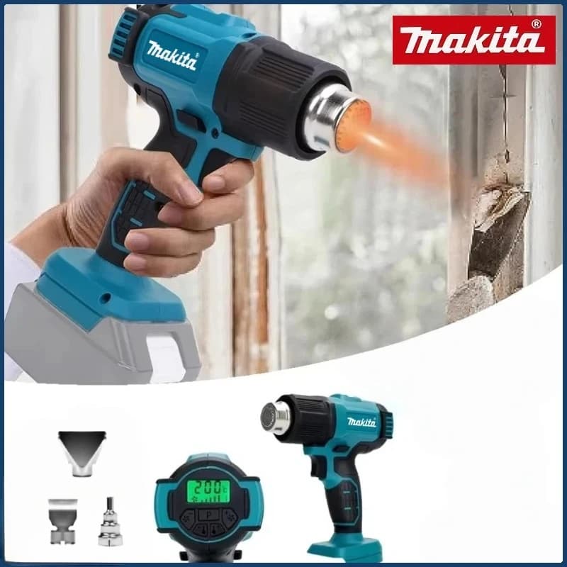 Makita 550 ° C Pistola termica per controllo della temperatura Pistola ad aria calda portatile senza fili Ventilatore termico per saldatura Nuovo 18V con display a LED