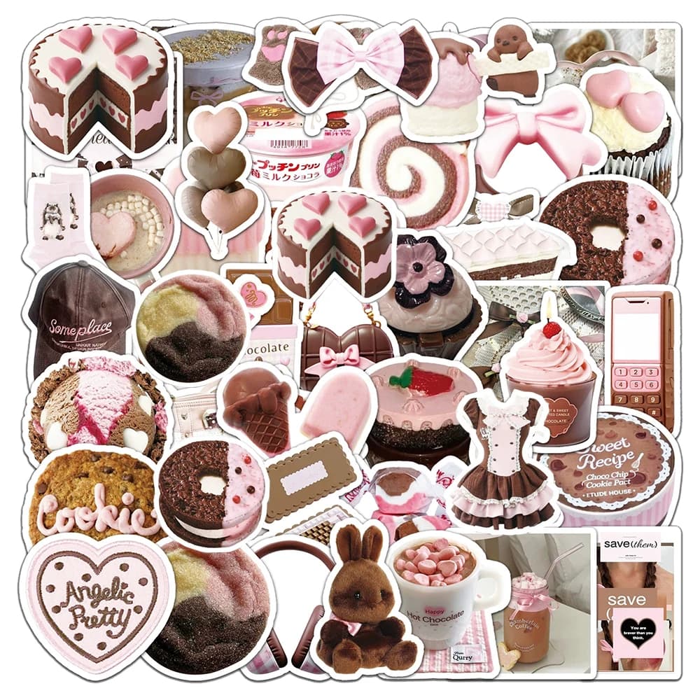 10/30/50pcs Moderno Ins Stile Del Fumetto Adesivi Estetica Decorazione Della Torta Decalcomanie Graffiti Notebook Del Computer Portatile Impermeabile Adesivo Rosa