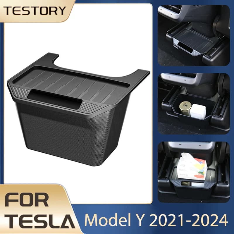Scatola di immagazzinaggio per Tesla Model Y 2024 Accessori Sedile posteriore Sedile posteriore TPE Scatola di immagazzinaggio Contenitori Pattumiera per Tesla Model Y 2021-2024