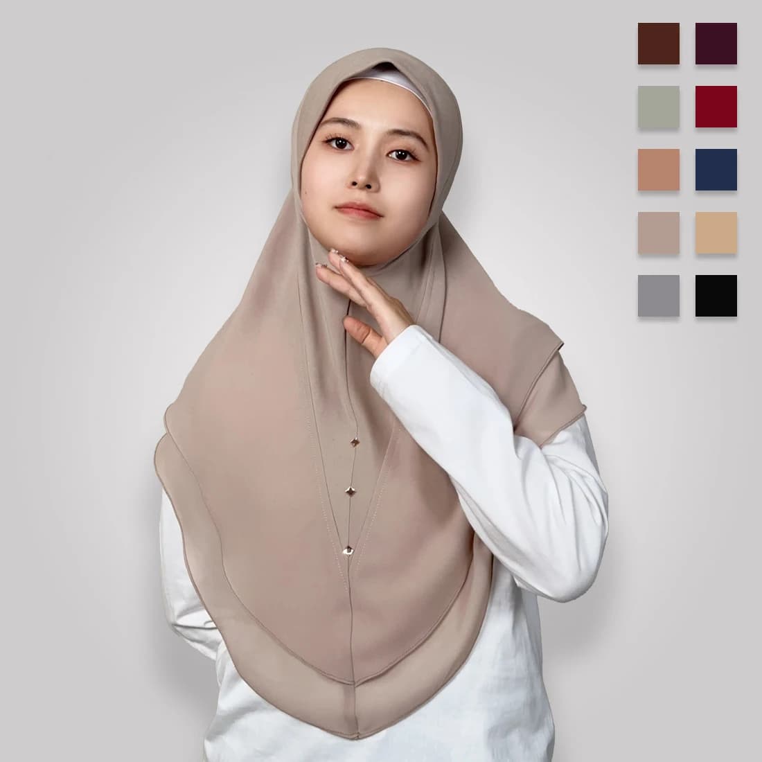 Chiffon Muslim Instant Hijab Women Double Layered Amira Chemo Cap Islamic Scarf Cover Turban Headband Shawl Headscarf Wrap