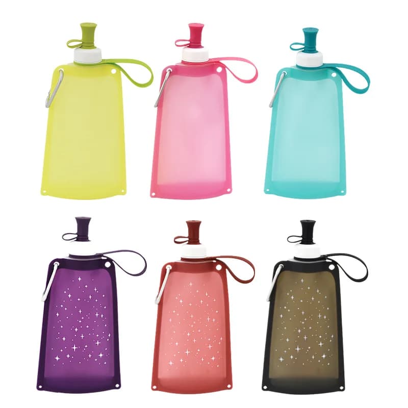 Silicone bottle: Portable and foldable outdoor sports bottle, cycling, hiking and travel - 550 ml