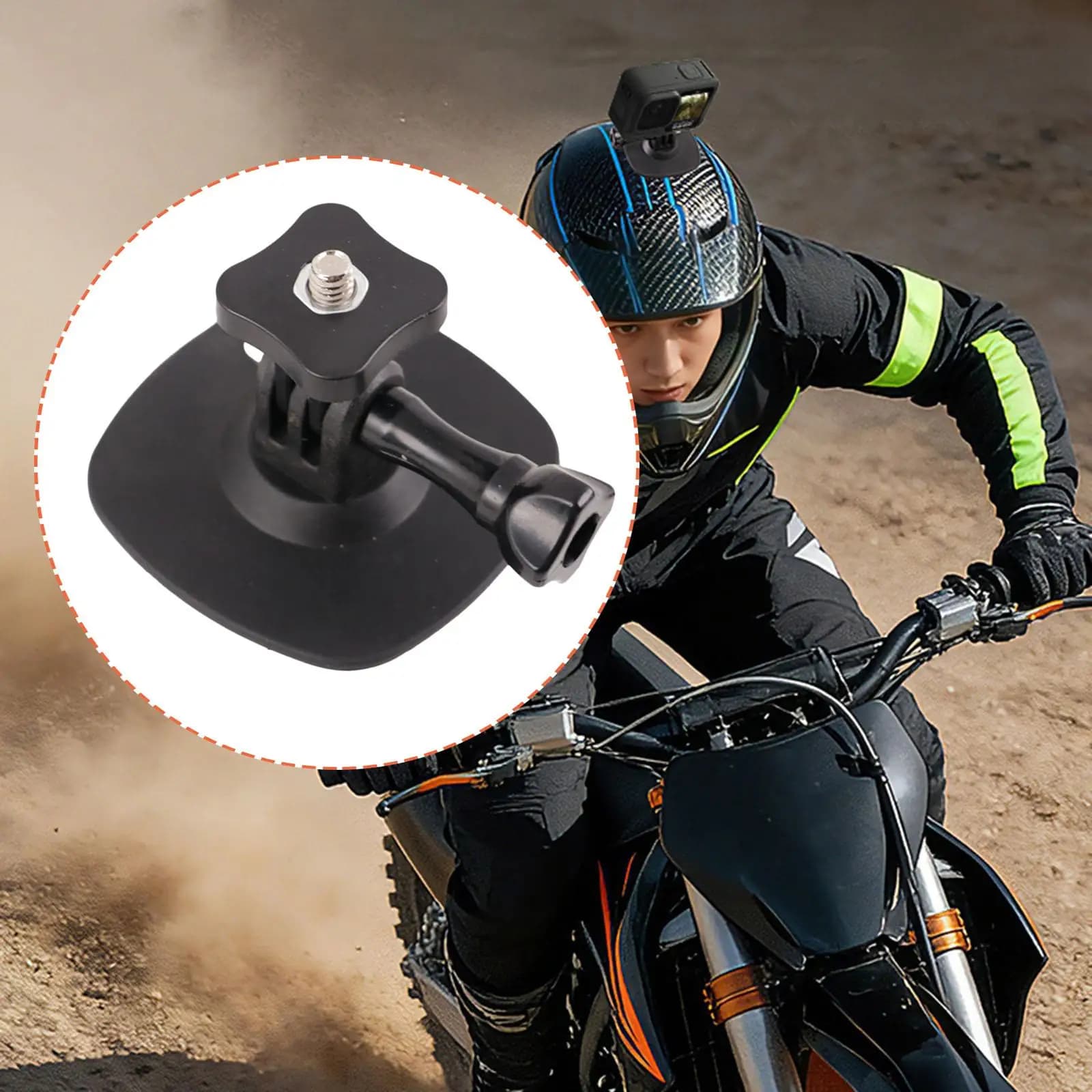 Accessori per fotocamere sportive Supporto adesivo per casco Attrezzatura leggera con angolo regolabile per motociclismo all'aperto