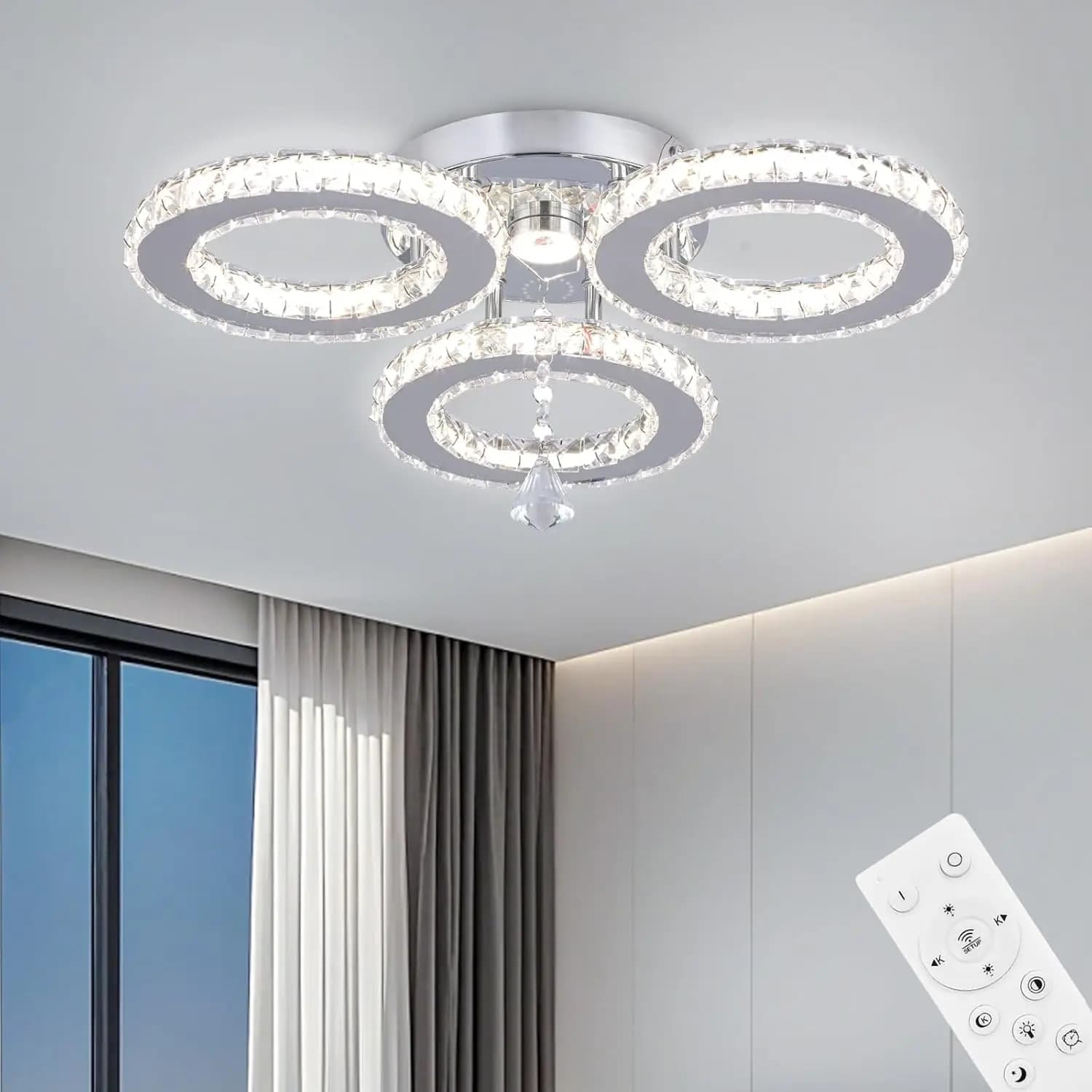 3-Ring Crystal Recessed Ceiling Light Dimmable LED