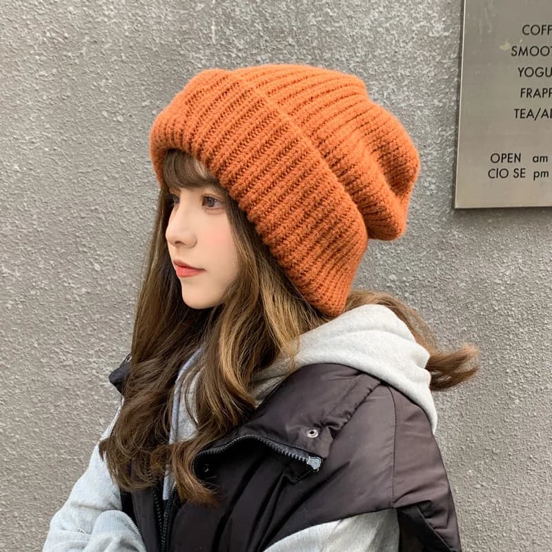 Berretto in pile di lana da donna Autunno Inverno Versatile cappello lavorato a maglia Caldo copriorecchie Cappello ampio Morbido e resistente