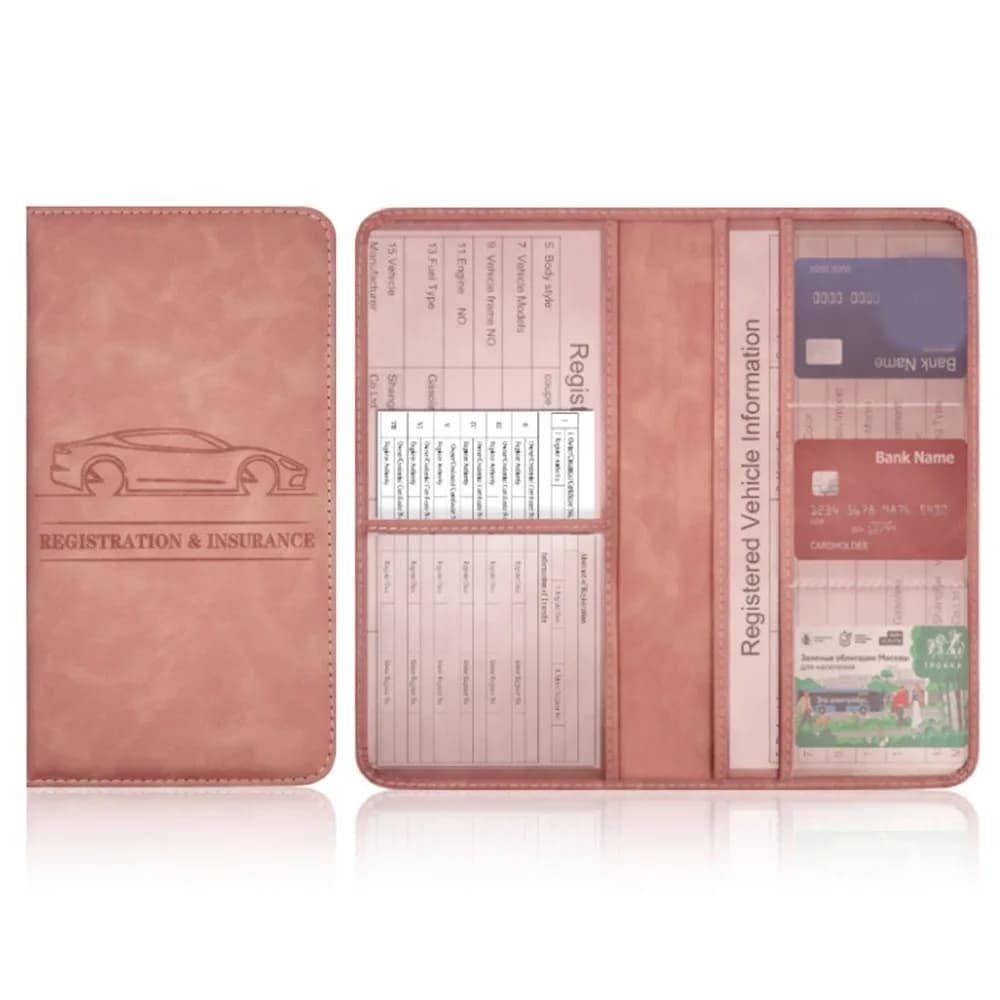 Porta Documenti Auto in Pelle PU, Custodia Protettiva Universale per Libretto di Circolazione, Portafoglio Durevole per Passaporto e Carte, Organizzatore per Veicoli