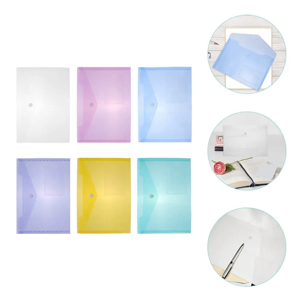 6 pezzi di cartelle portadocumenti in plastica A5, organizer per documenti, borsa portaoggetti per documenti aziendali, porta documenti da viaggio per ufficio, portatile