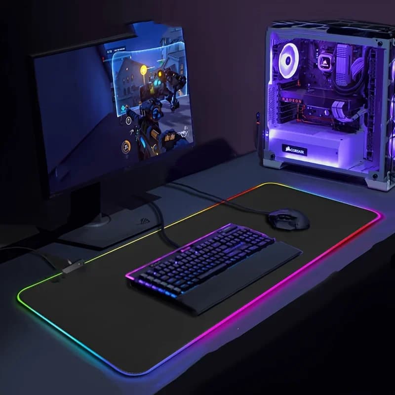 High Quality LED Color Light Mouse Pad Big Gaming Desk Protector Luminous Rainbow Glow Keyboard Cushion Soft Smooth Surface Accessories For Pro Gamers Setup