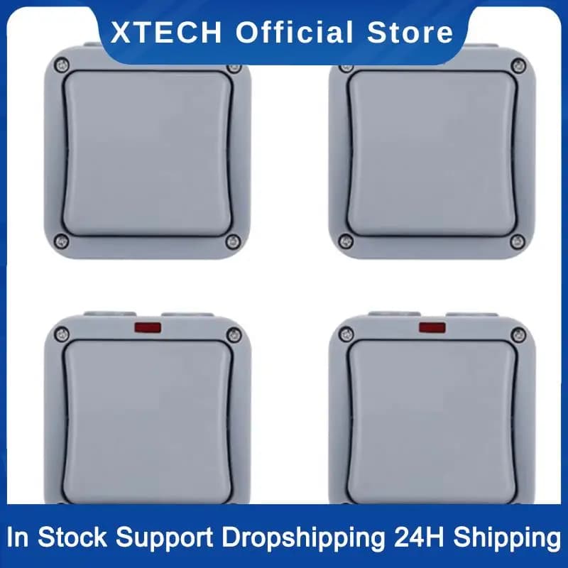 XTECH 4X IP66 Interruttore elettrico da parete 220V Luce impermeabile On Off Pulsante di sicurezza con fissaggio Notte nell'alimentazione del PC(A)