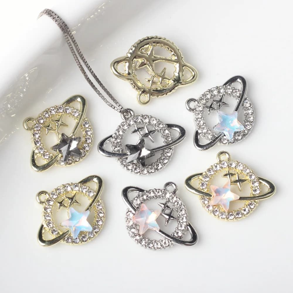 10 pcs/lot 14*18MM In Zinc Alloy Inlaid Resin Planet Pendants And Pendants for World Bracelet Necklace Accessories Make You