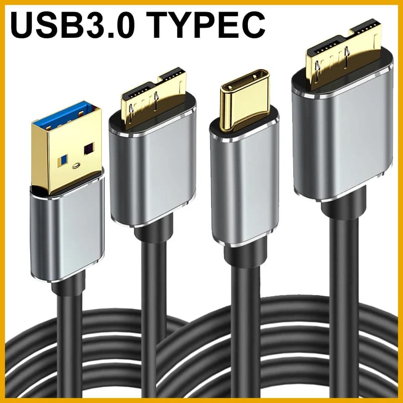 NEW 2026 USB 3.0 External Hard Drive Cable USB 3.0 A Type C To Micro B Male Adapter For Toshiba Seagate WD Lenovo PC Laptop HDD