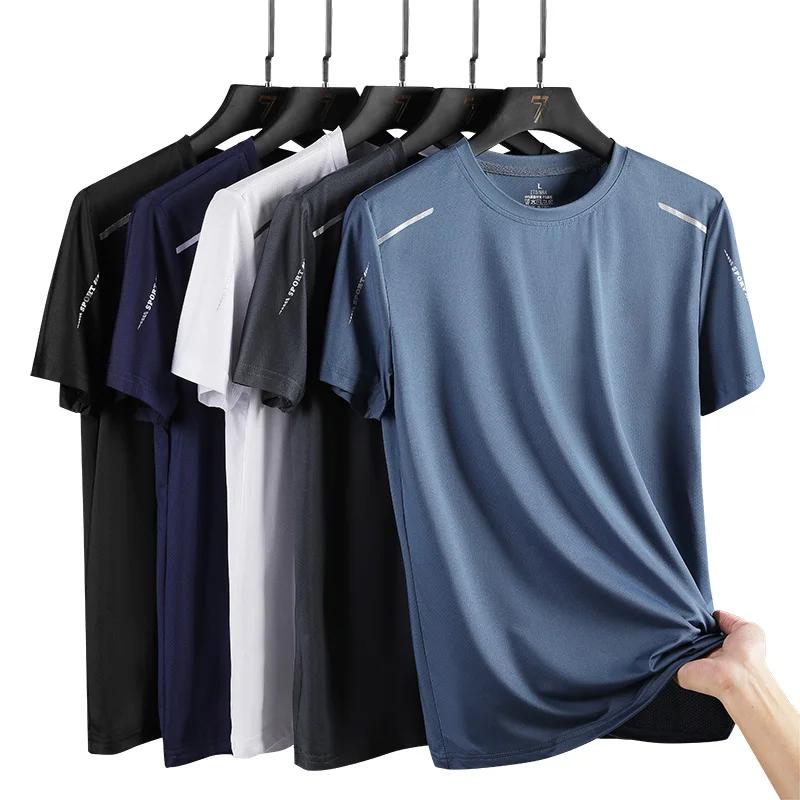 CHRLCK Men's Fast Drying Running T-shirt Breathable Hiking Fishing T-shirt Soft Elasticity Outdoor Sports Short Summer Shirt