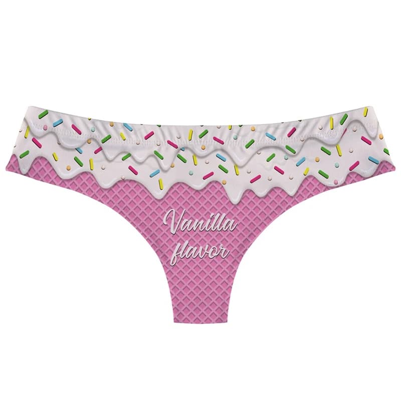 Valentine's Day Sexy Lip Print Women's T-Pants Breathable Seamless G-String Thong Invisible Comfortable Lady T-Bac Underwear