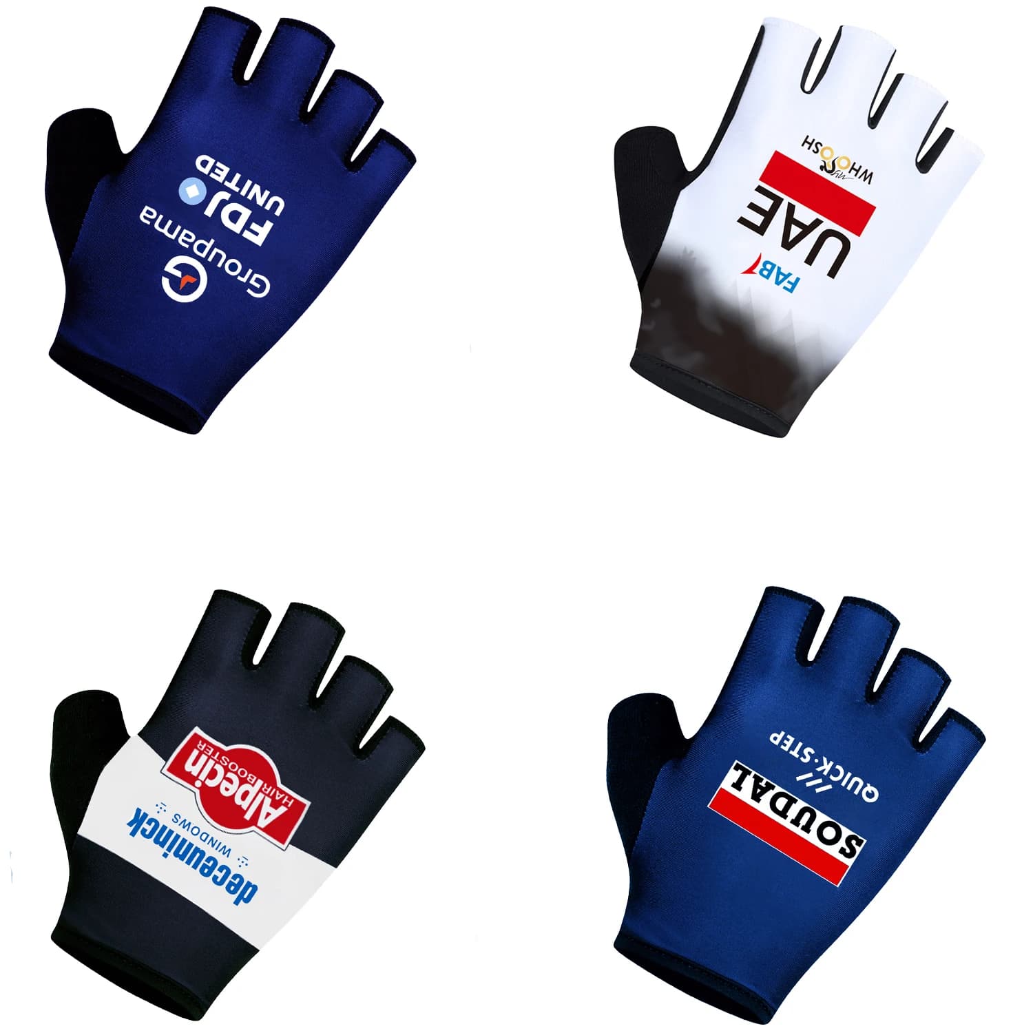 UAE 2025 Anti Slip Shock Breathable Half Finger Gloves FDJ Team Cycling Gloves Fitness Gym Bodybuilding Exercise Sports Gloves