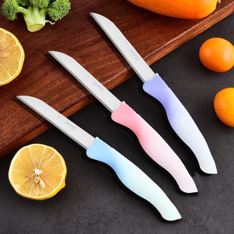 4 colors 3 pieces kitchen kitchen knife Stainless steel cutting, cutting fruit fruit peeling multi-functional knife accessories