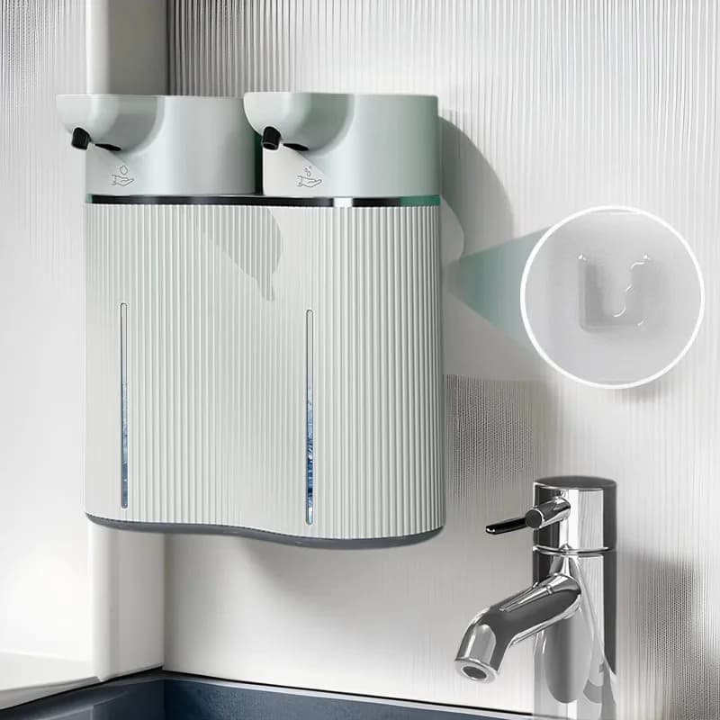 Dispenser di Sapone Automatico con Display Digitale, Erogatore Intelligente di Disinfettante per Mani da Tavolo per Telefoni Cellulari