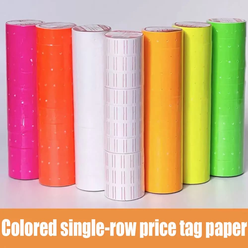 10 rotoli di 5000 note di prezzo colorate a fila singola, etichetta di prezzo universale per macchine dei prezzi del supermercato.