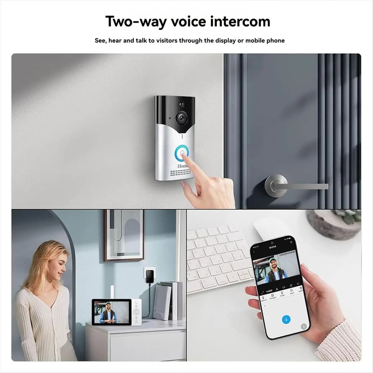 fine SH054 5Inch Screen 4MP 1440p Wireless WIFI Doorbell 120Degree Wide Angle Video Door Phone Visual Door Viewer Camera