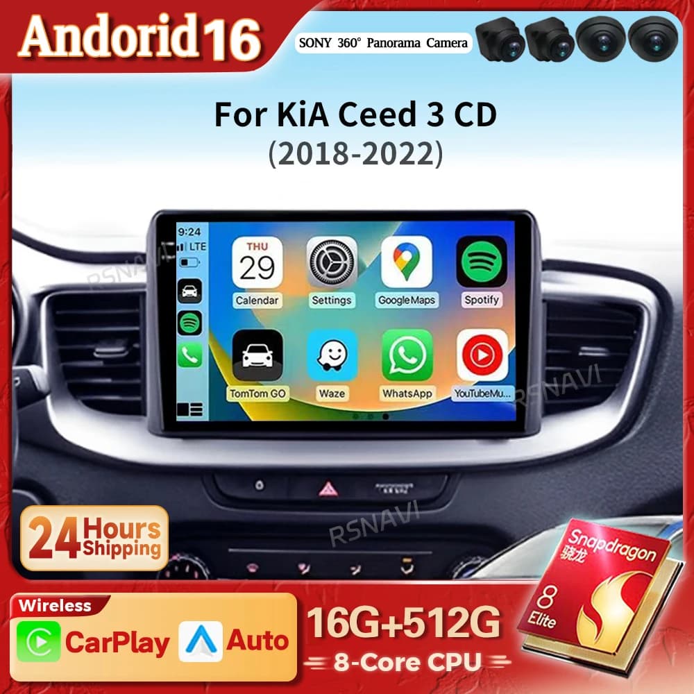Android 15 Carplay Auto 2K Schermo Autoradio Lettore Multimediale Per Kia Ceed 3 CD 2018 - 2022 Autoradio GPS Stereo 2din Qualcomm
