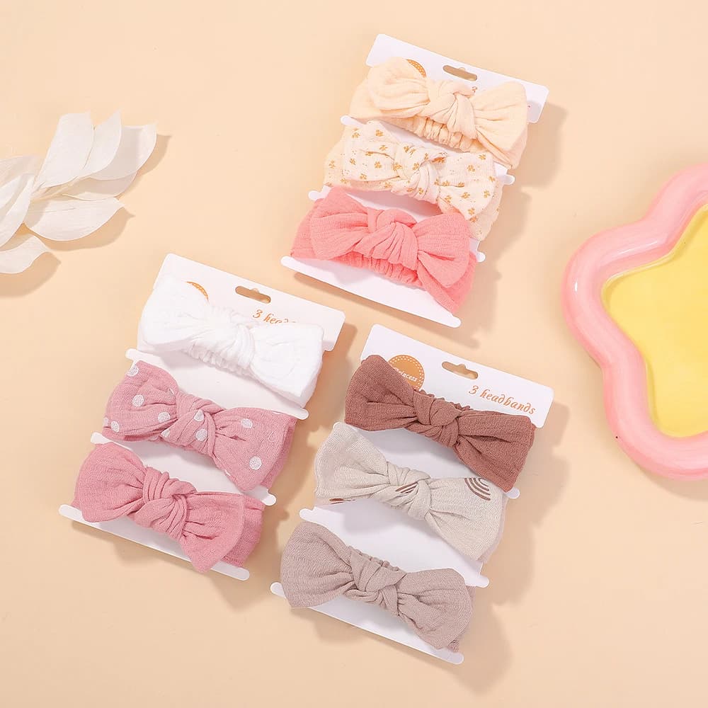 3 pezzi neonate bowknot fascia set neonato copricapo neonato accessori per capelli fasciatura morbida fasce per capelli per bambini