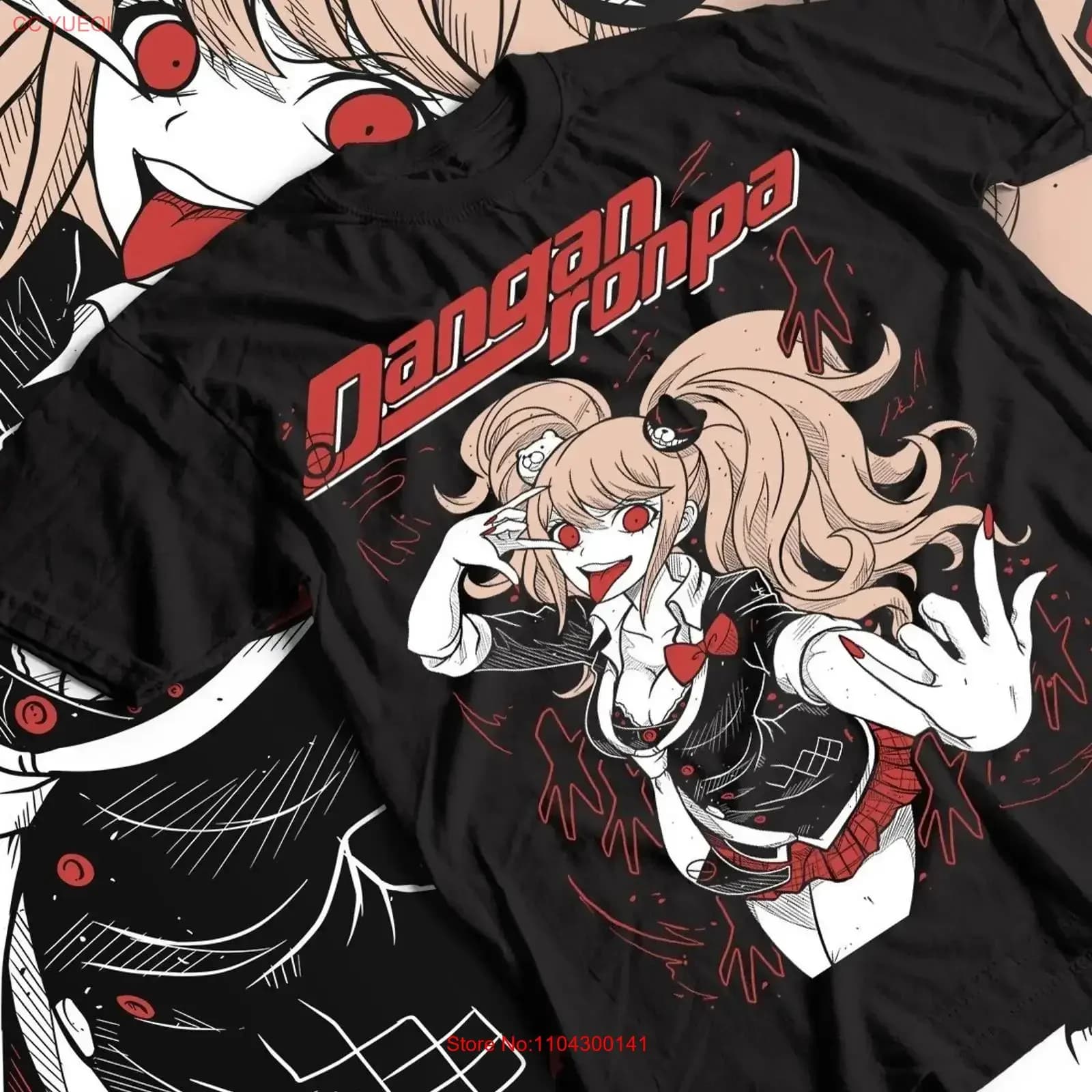 T-shirt Anime Junko Enoshima Danganronpa Divertente Nera S-5XL Vintage Lavata Unisex Moda Leggermente Casual Traspirante