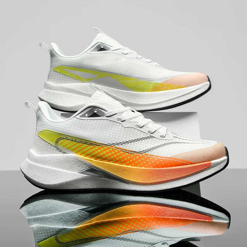 Men Women Lightweight Running Shoes，Thick Sole Shock Absorption Training Sneakers，Long Run Non-Fatigue，Comfortable Breathable