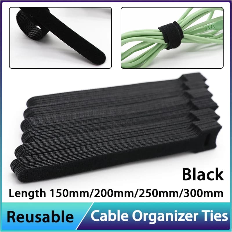 10 ~ 1000 pz Nero 15 20 25 30 cm Fascette Rilasciabili Filo Organizzatore di Plastica Rilasciabile Fascio di Fissaggio Gancio In Nylon cinghie ad anello