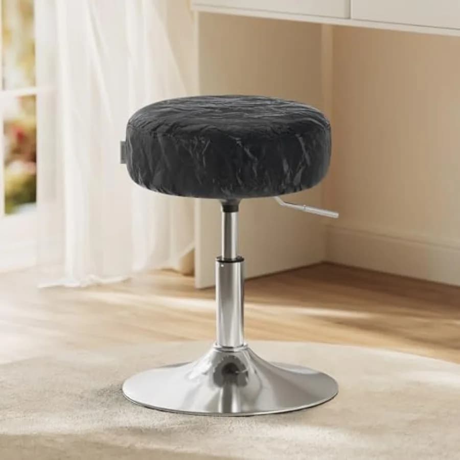 Sgabello da Bar Regolabile, Sedia per Trucco e Toeletta Girevole a 360° ° Sgabello Girevole con Poggiapiedi, Rivestimento in PU, Cuscino Spesso per Camera da Letto, Cucina, Sala da Pranzo