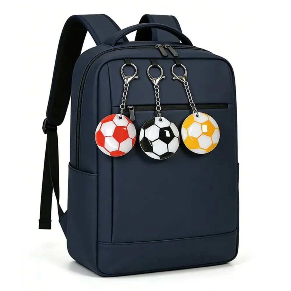 Soft Glow LED Football Keychain Portable Lightweight Soccer Key Ring Hook Ornaments Touch-Activated Light Backpack Light Pendant