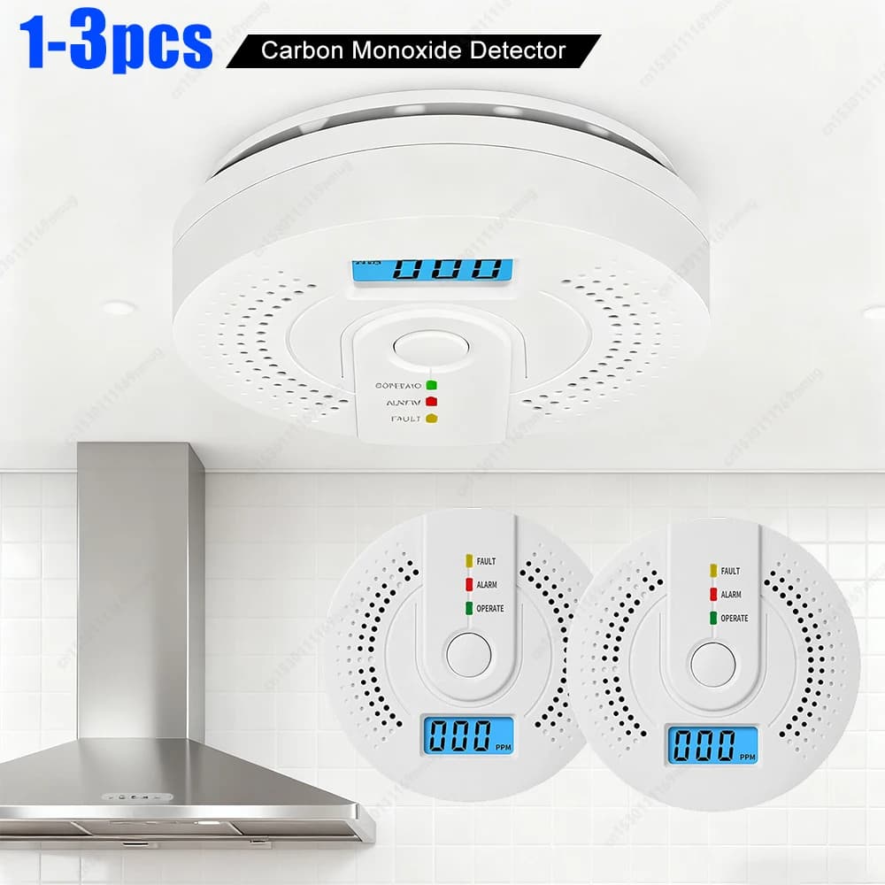 Rilevatore Digitale di Monossido di Carbonio con Indicatore LED, Alimentato a Batteria, Allarme di Avvertimento, Sensore di Gas CO, Monitor per Uso Domestico