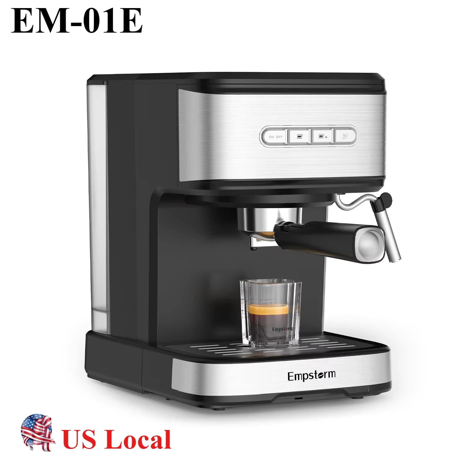 Electric Automatic Espresso Coffee Machine with 20 Bar High Pressure Pump & Stainless Steel Housing, Professional Espresso Maker Built with Milk Frother Wand for DIY Latte and Cappuccino, Compact Household Coffee Brewer for Home Office Coffee Preparation