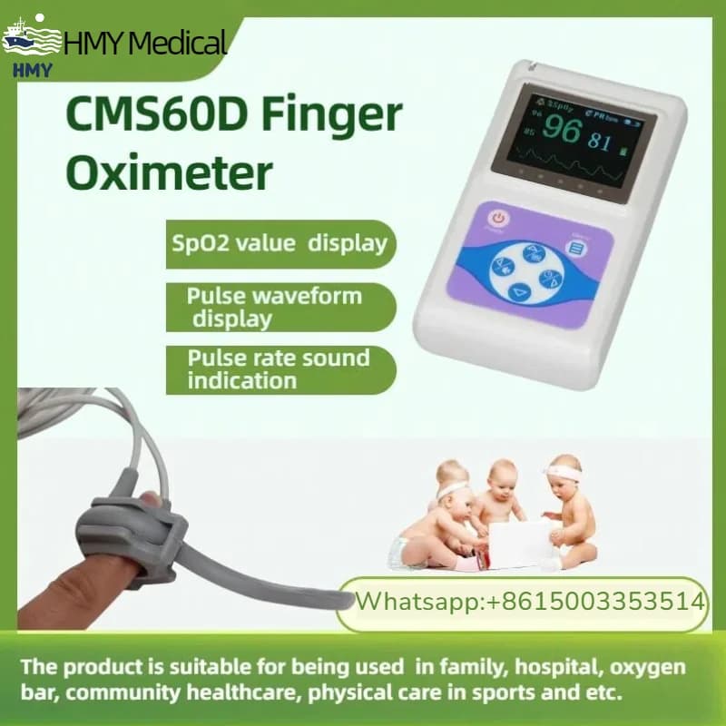 CMS60D Portable Pulsoxmeter with PC software for adults and infants, OLED SPO2 monitor