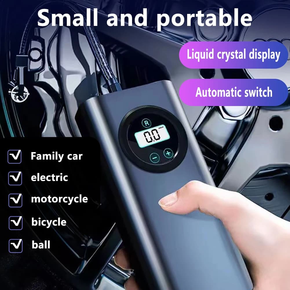 Compressore d'aria elettrico portatile ricaricabile ad alta precisione gonfiatore per pneumatici per auto Display LCD gonfiatore per pneumatici per auto moto bici