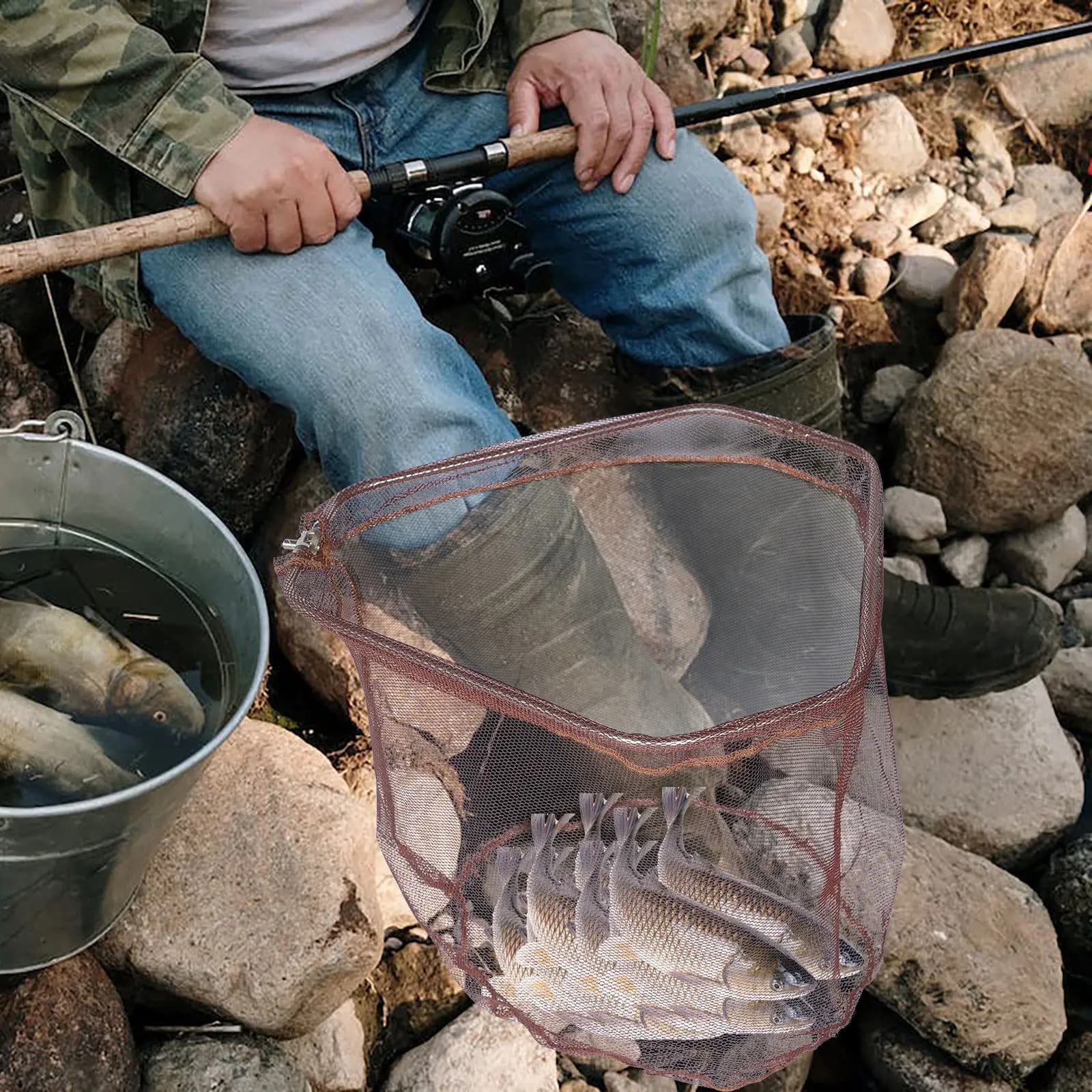 Rete da Pesca Sostituibile in Nylon e Acciaio Inossidabile, Resistente, per Cattura e Rilascio, Leggera