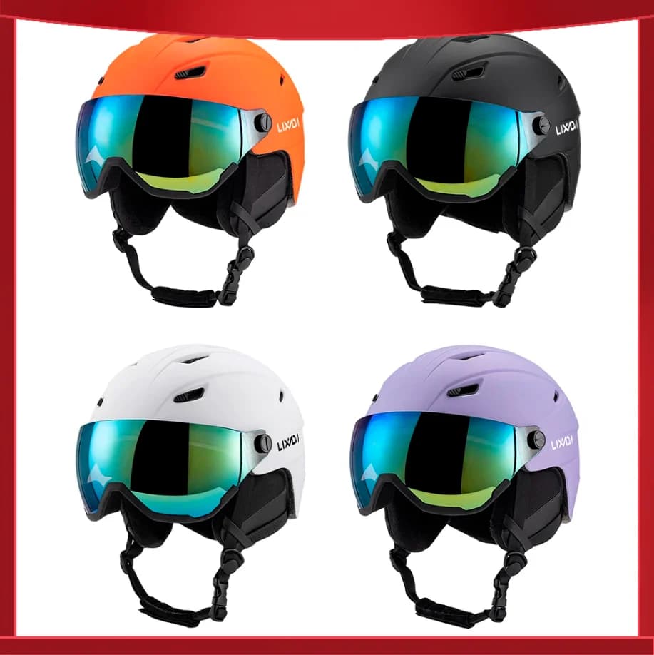 LIXADA Casco da sci integrato per uomo e donna, casco da snowboard con visiera rimovibile, occhiali da snowboard per uomo e donna