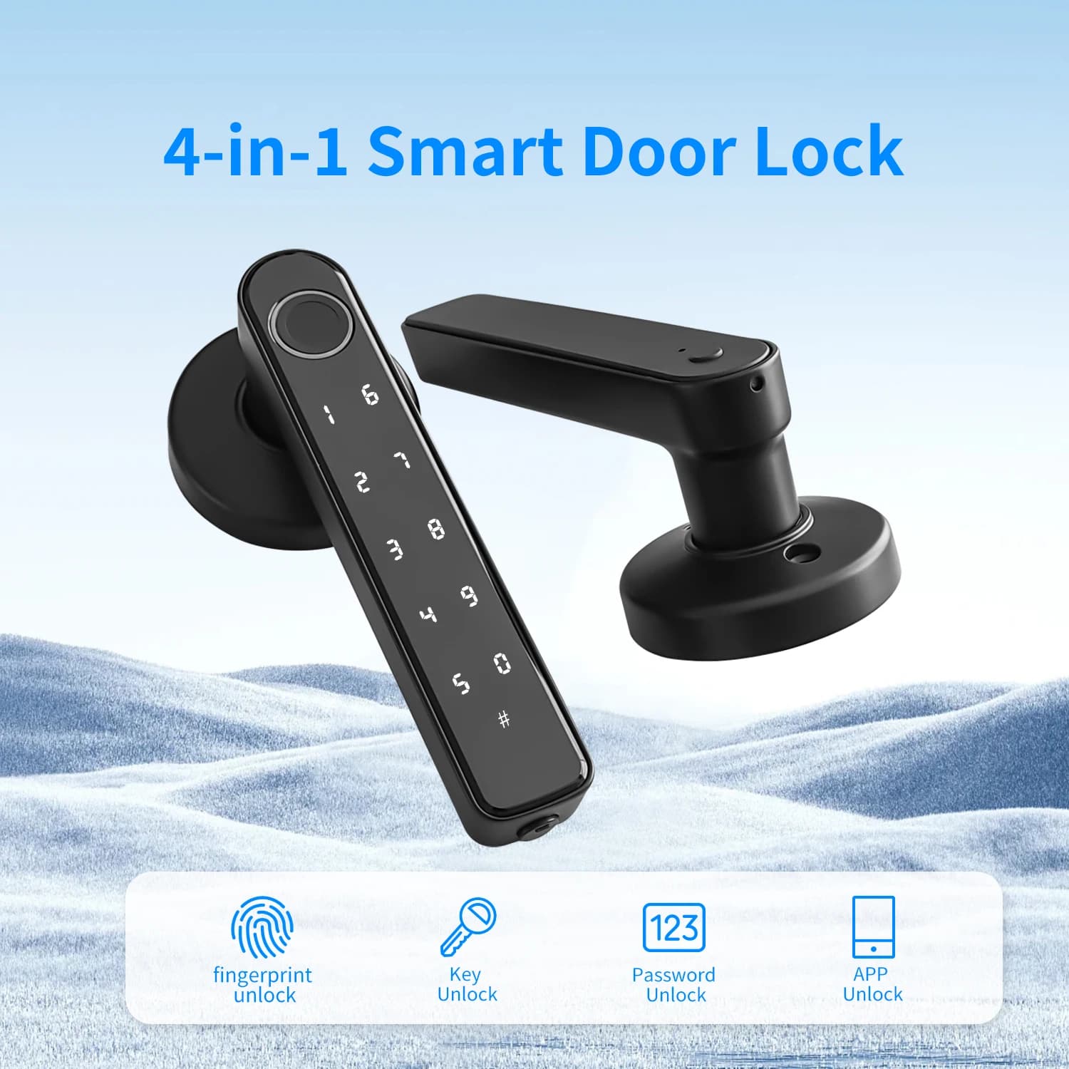 Serratura Intelligente per Porta 4-in-1 Tuya, Prodotti Smart Life, Sblocco con Impronta Digitale, Serratura Elettronica Biometrica Digitale