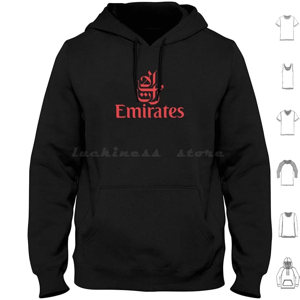 Felpa con cappuccio con logo Emirati in cotone a maniche lunghe Volli Prenotazione Airways Skywards Prenotazione A380 Ek Fleet Fly Sky Cargo