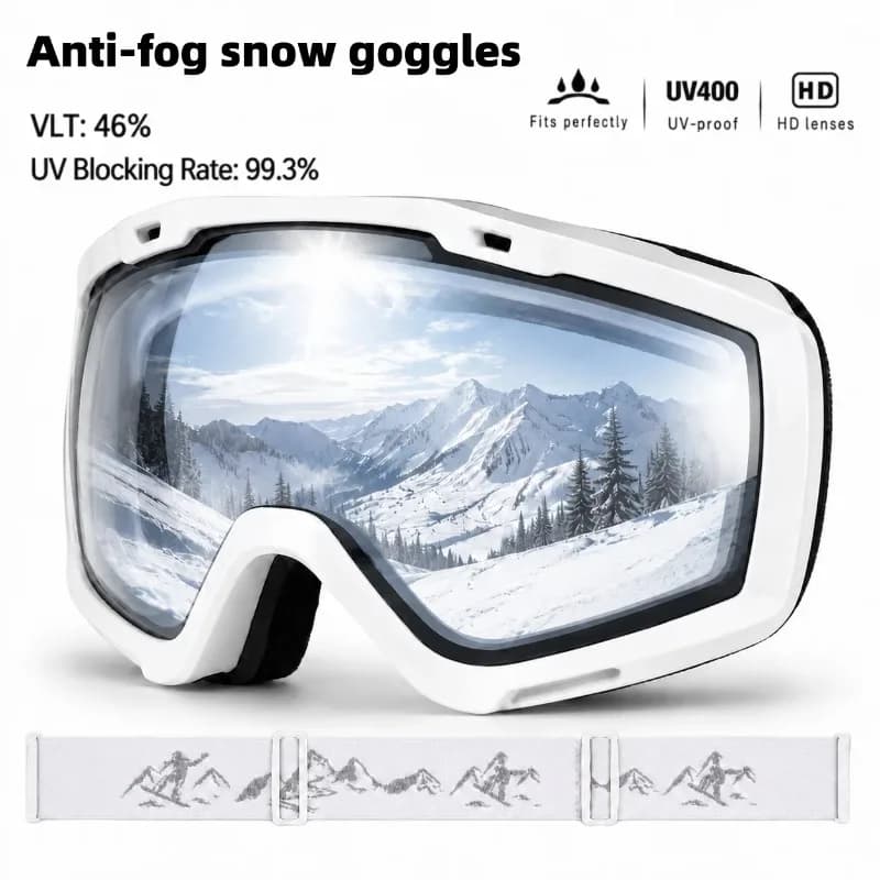 Professional Spherical Ski Goggles, HD Anti-Fog Lens, Wind & Dust Resistant, Anti-UV Unisex Adult Eyewear for Outdoor Ski Sports