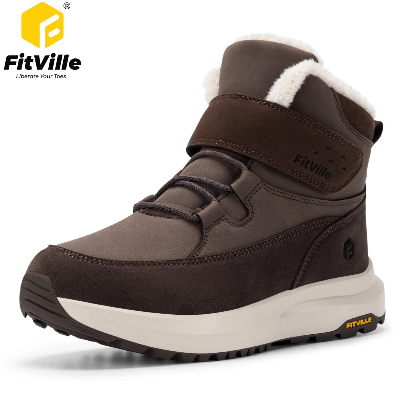 FitVille Women‘s Snow Boots Extra Wide Toe Fur Lined Winter Boots for Women Hiking Shoes for Women Warm Outdoor Booties Non-slip