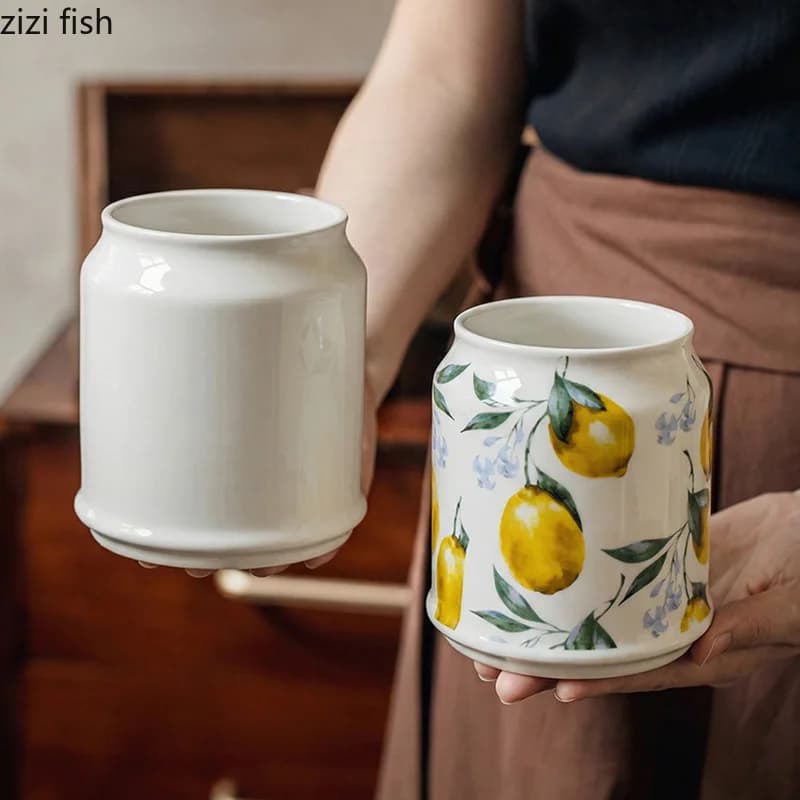 Ceramic Chopstick Holder Chopstick Rest Knife Fork Spoon Holder Makeup Brush Storage Jar Creative Vase Kitchen Storage Tool