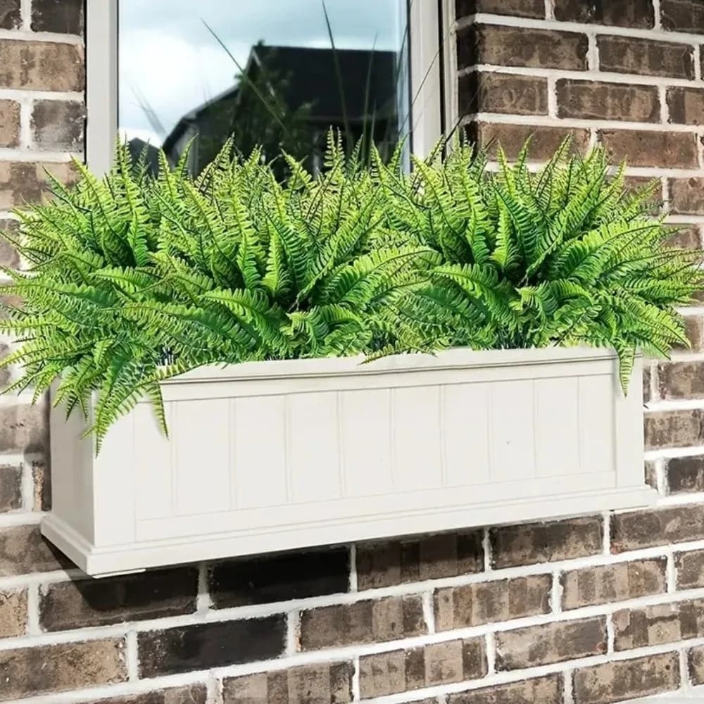 6PCS 7 Branches Artificial Persian Grass Ferns UV Resistant Plastic Simulated Green Plant Real Touch Realistic