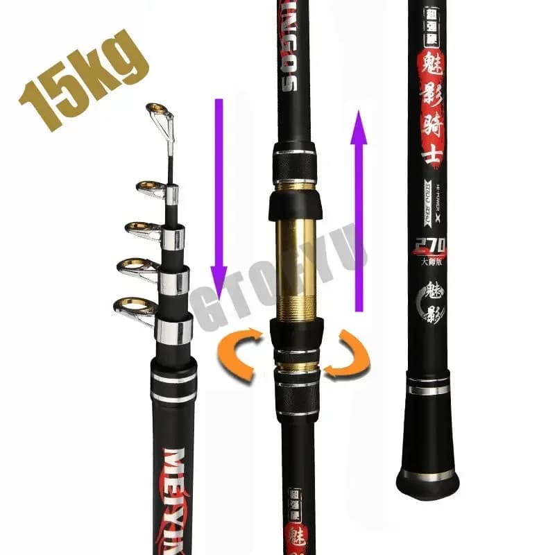 High Quality Portable Telescopic Fishing Rod 2.1M, 2.4M, 2.7M, 3.6M, 3.9M, 4.5M for Travel, Sea Fishing, Boat, Cliffs and Carpfishing