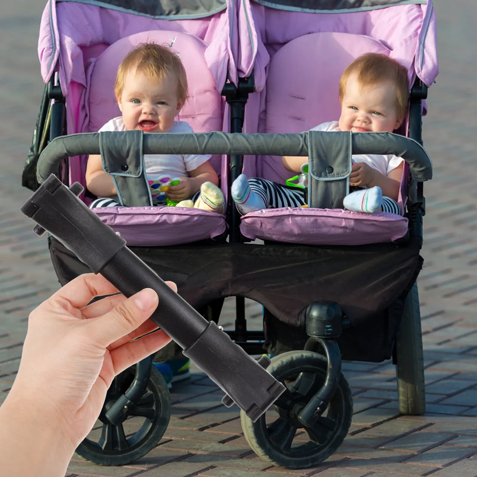 Connettore Universale Regolabile per Passeggino Gemellare, Accessorio in Plastica Resistente per Carrozzina Doppia