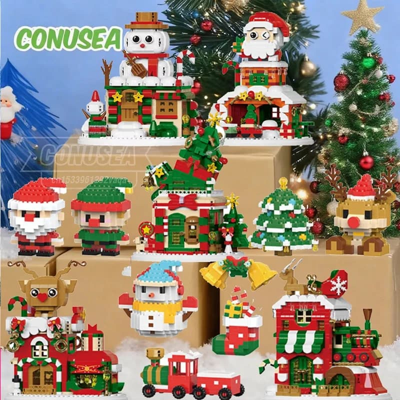 Regali di Natale Micro Building Block Serie Babbo Natale Renna Puzzle Assemblaggio Mattoni Decorazione della tavola Giocattoli Bambini Bambini