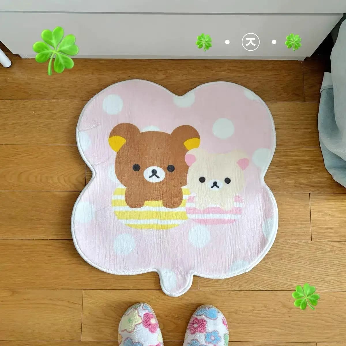 VIKAMA Baby Bear Party Carpet Foundation Bianco a pois Doppi orsi Cartoon Antiscivolo Pelliccia corta Decorazione della casa