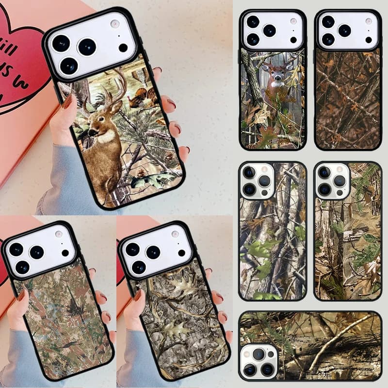 Custodia per telefono mimetica da caccia al cervo per Apple iPhone 17 Air 16E 15 14 Plus 13 12 11 Pro Max Mini Funda Cover