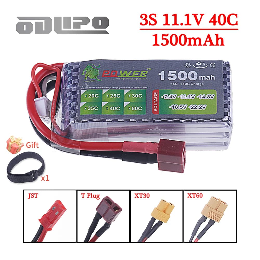 3S 11.1 v 1500mAh batteria LiPo per Rc auto elicottero aereo 11.1 v batteria Lipo ricaricabile T/XT60/JST spina per WLtoys V950